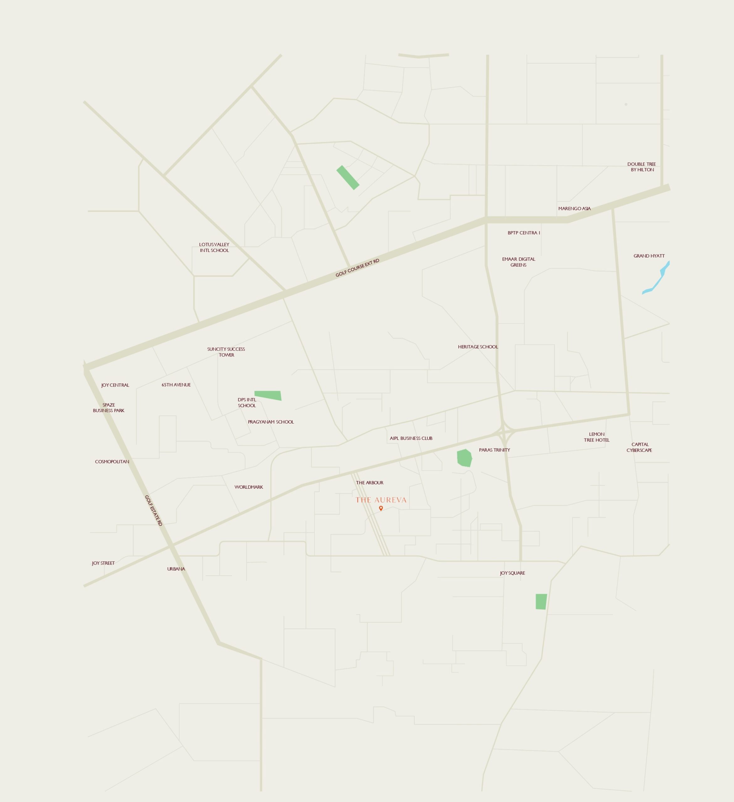 DLF The Aureva location map, Sector 63 Gurugram
