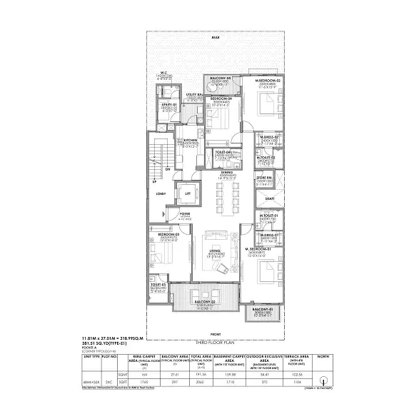 Birla Navya Amoda 2 3 BHK floor plan, Sector 63A Gurugram