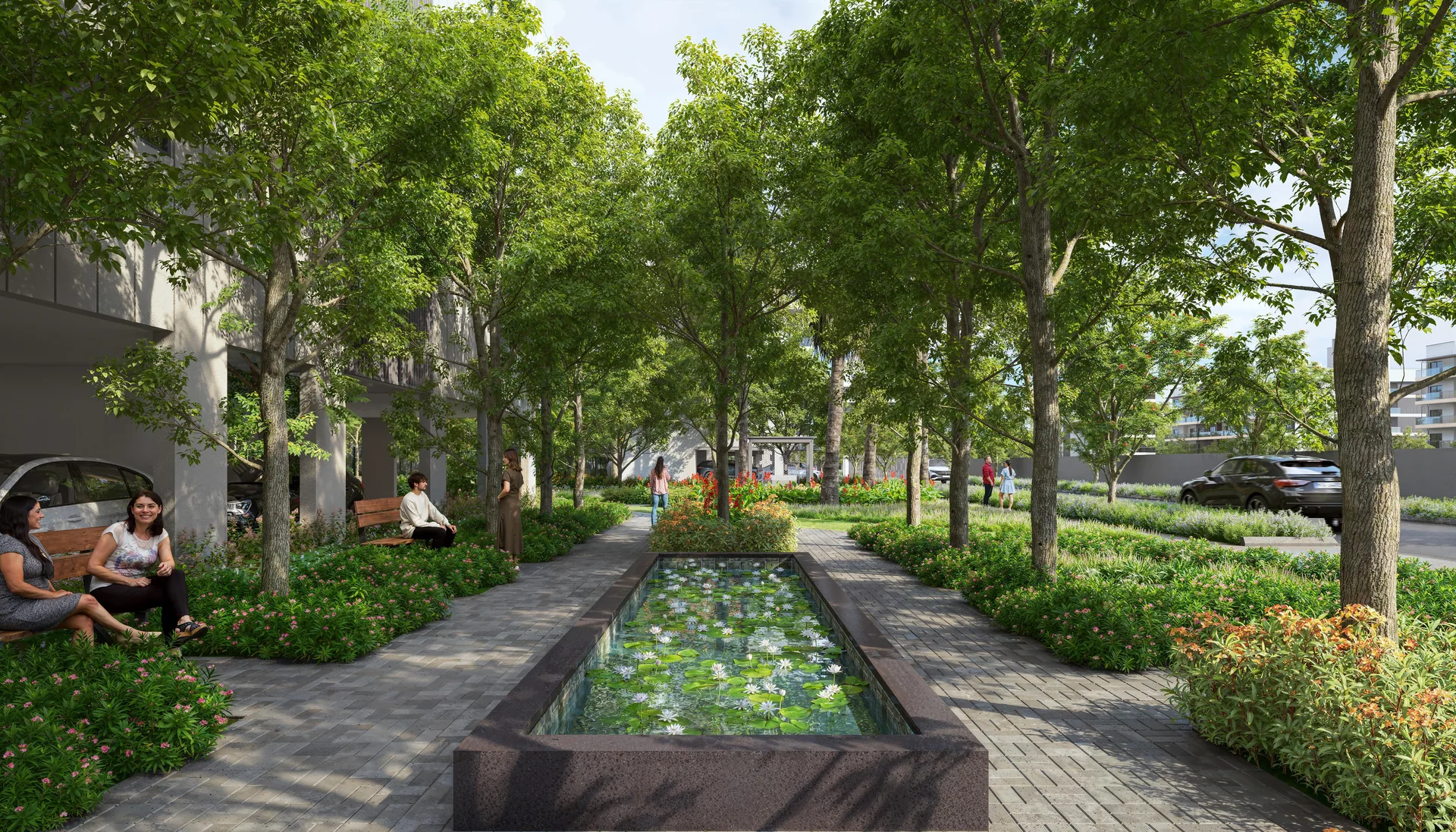 Birla Navya Amoda 2 lily pond walkway