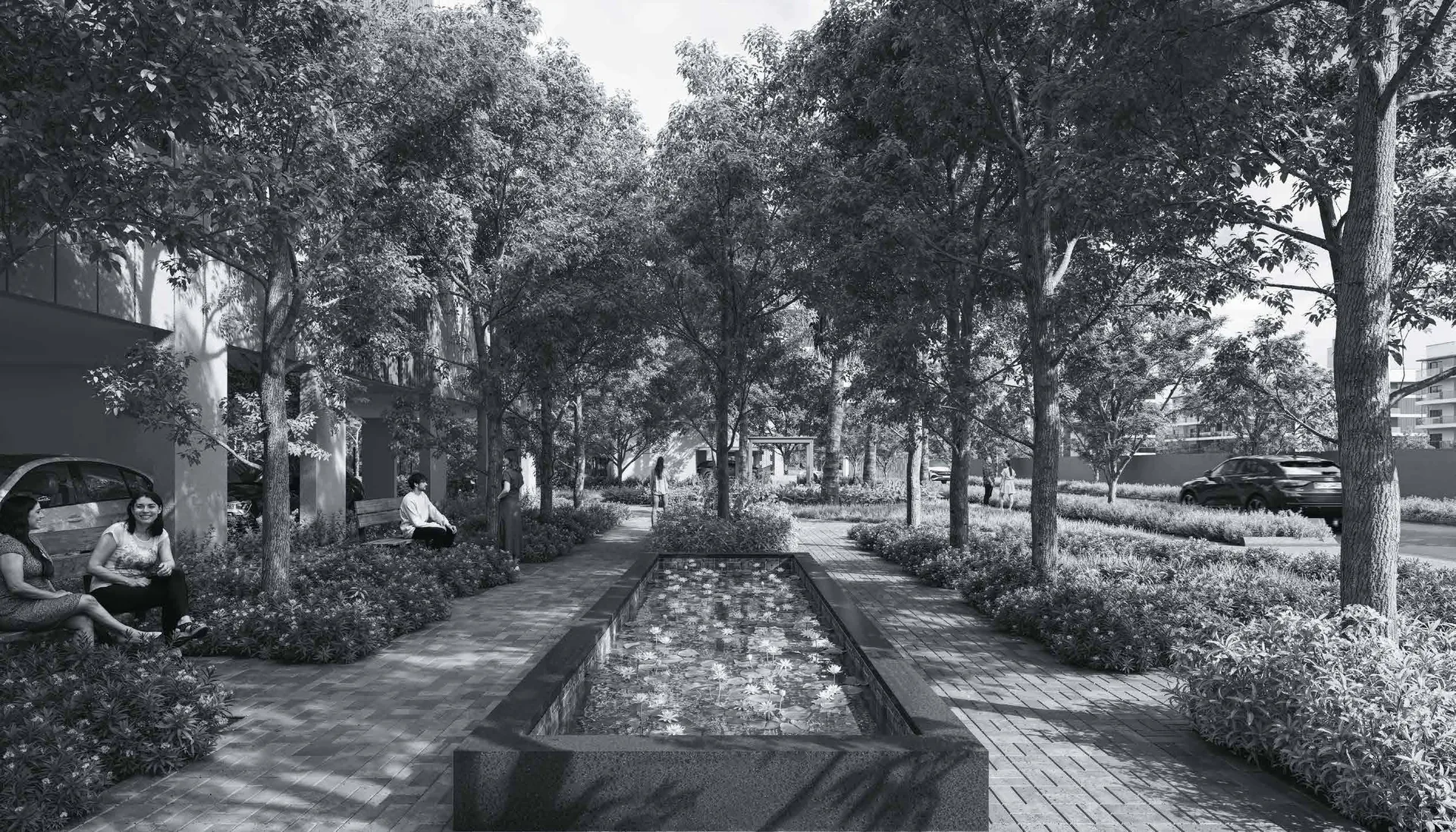 Birla Navya Amoda 2 lily pond walkway – artist's impression