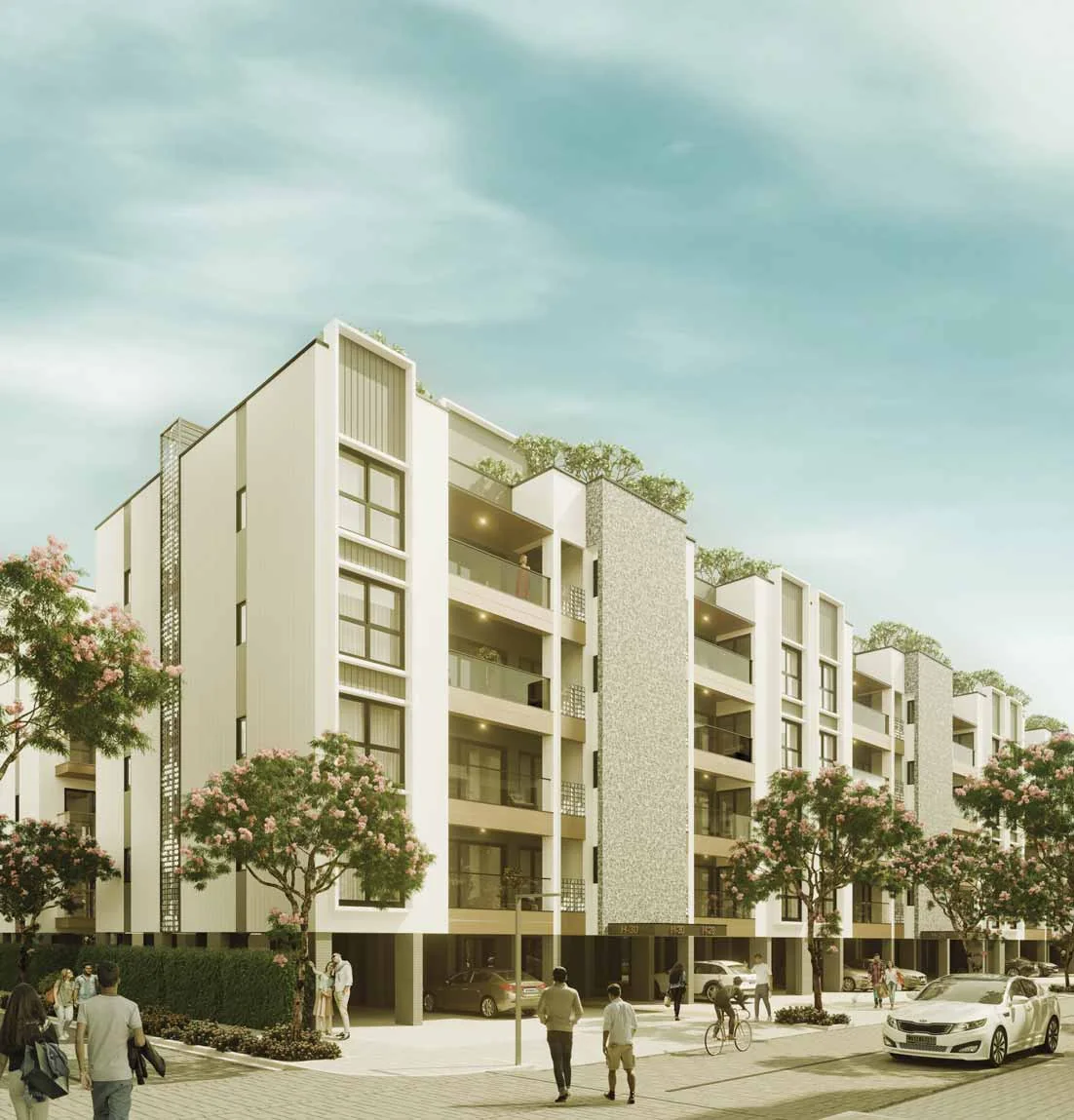 Birla Navya Amoda 2 low-rise floor residences street view