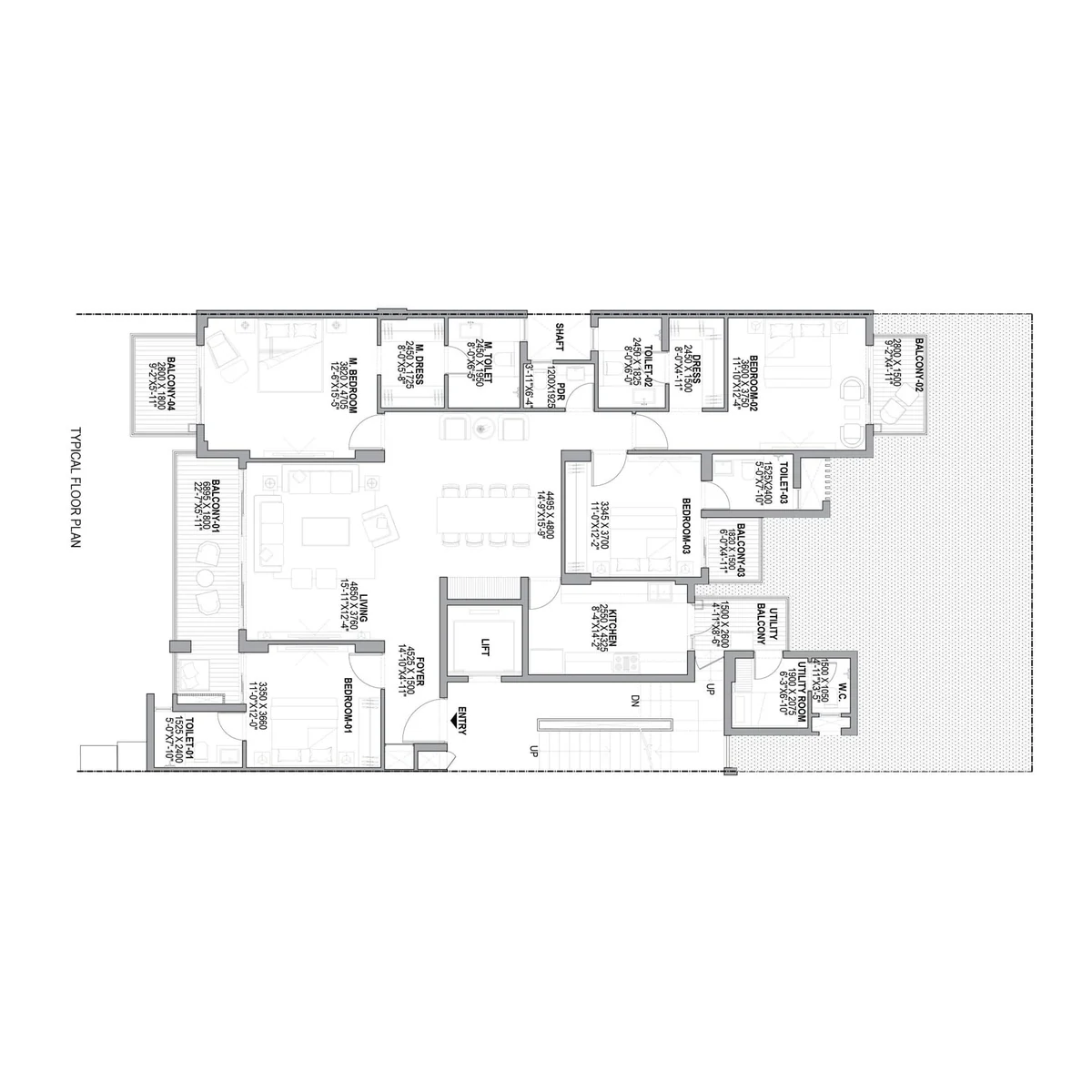 Birla Navya Avik 4 BHK + Utility floor plan, Sector 63A Gurugram