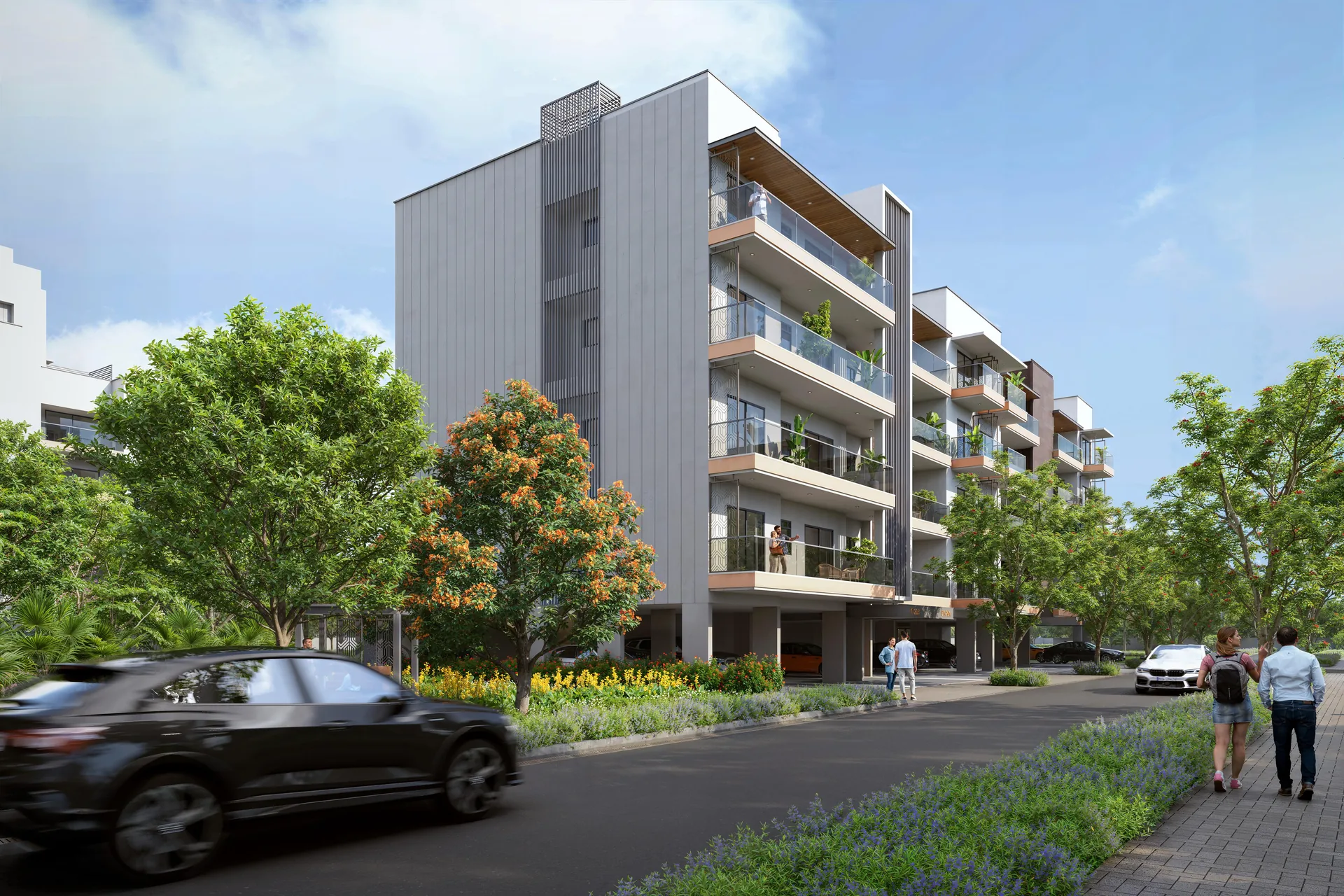 Avik at Birla Navya corner elevation and street view – artist's impression