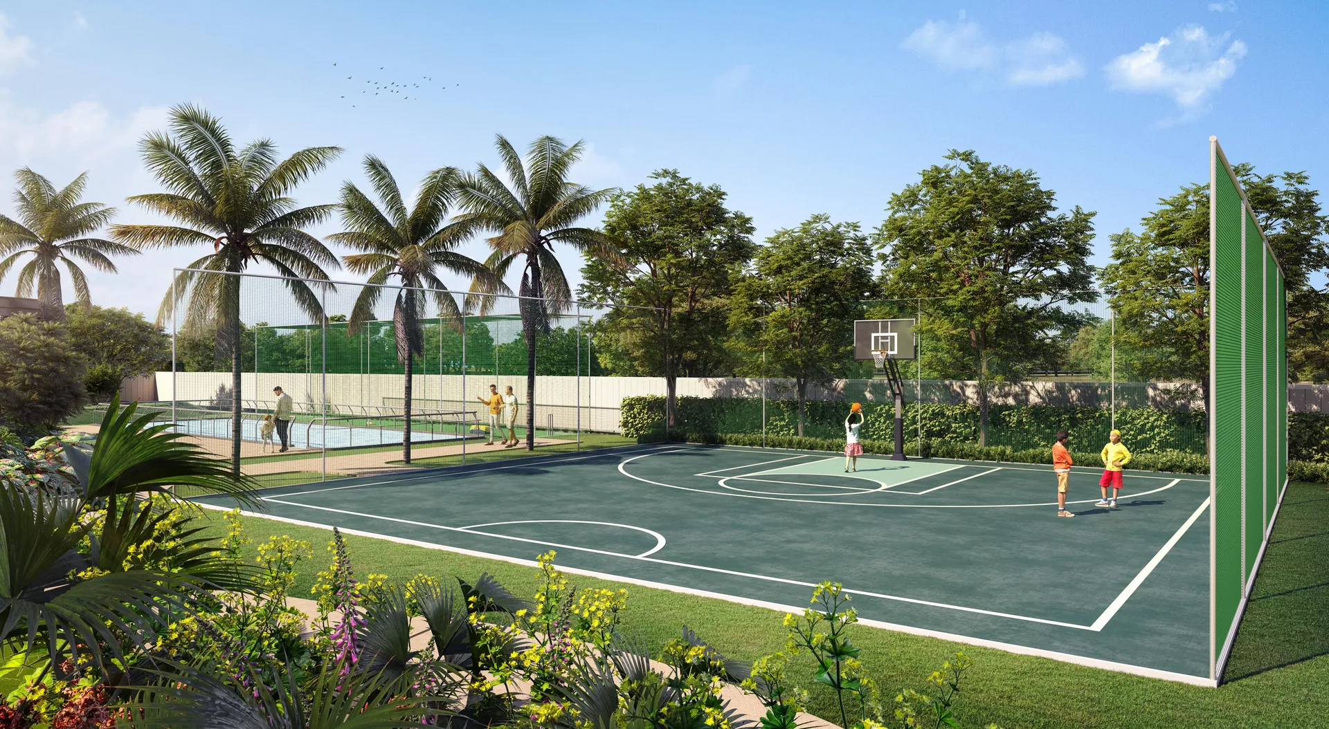 Birla Pravaah half basketball court and cricket pitch