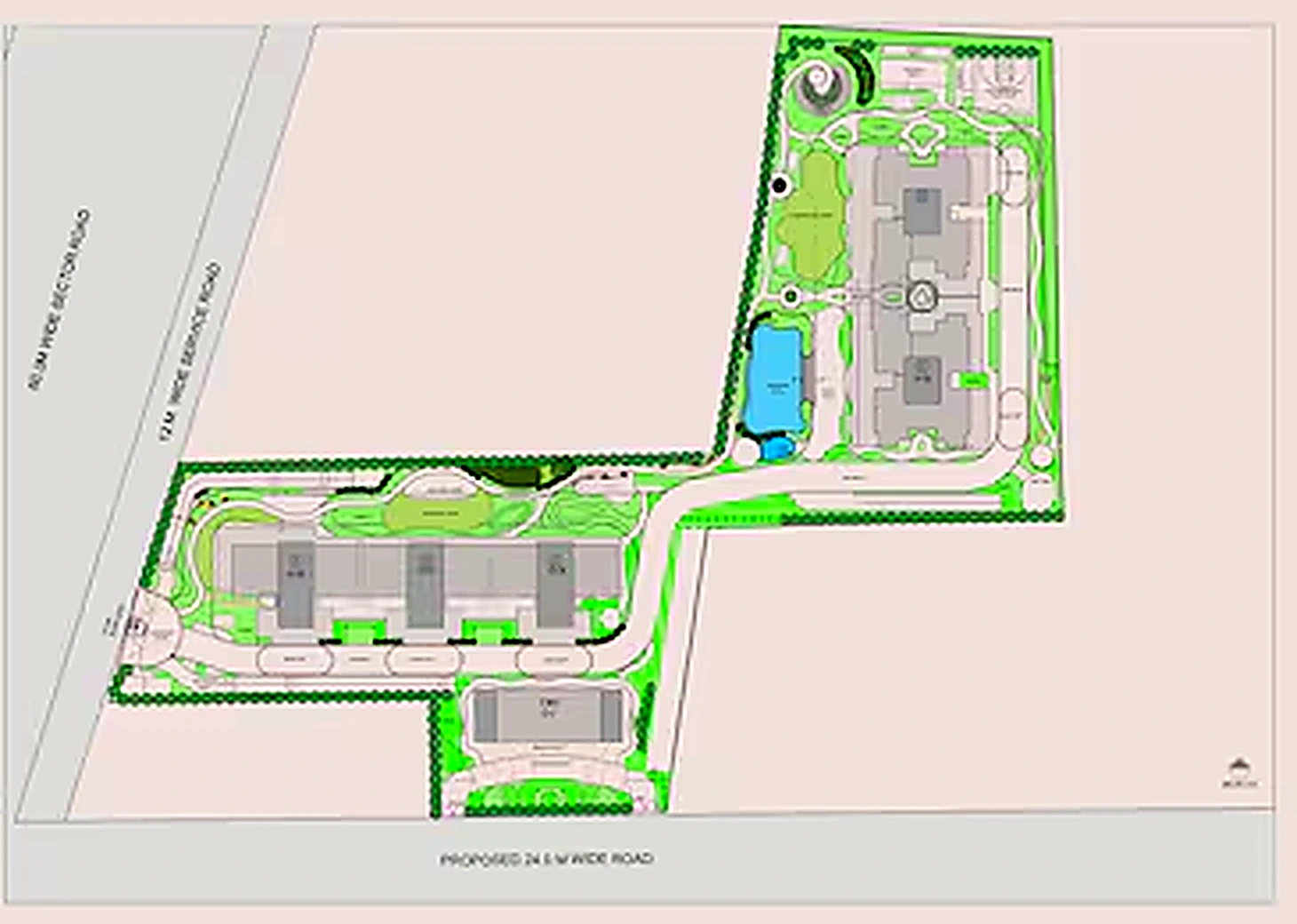 Birla Pravaah master layout plan, Sector 71 Gurugram – Towers A to E, clubhouse and landscape