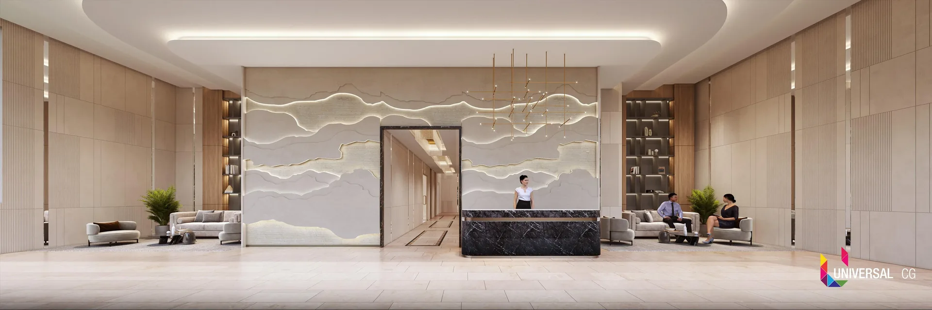 Birla Pravaah clubhouse reception lobby – artist's impression