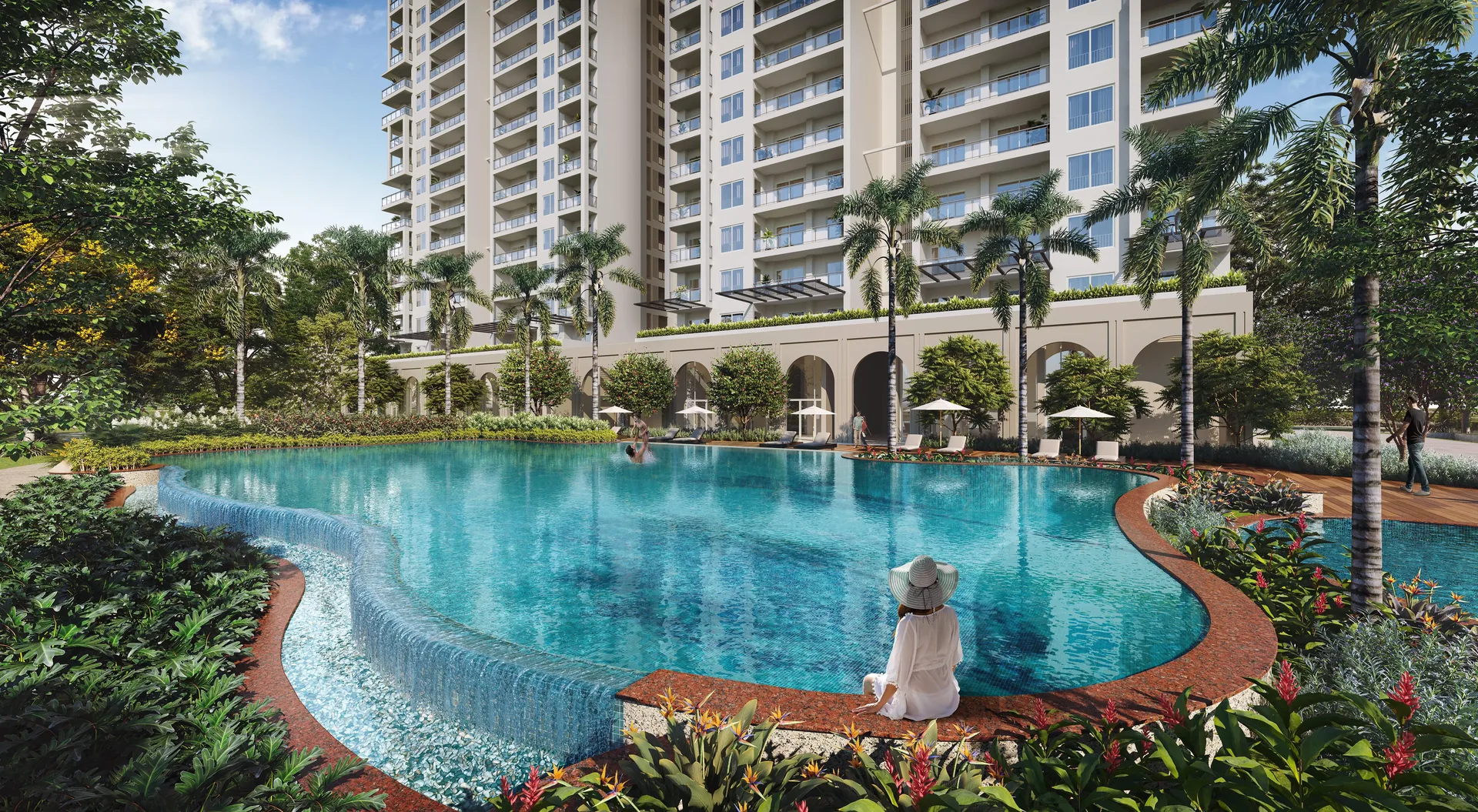 Birla Pravaah swimming pool with infinity edge and deck
